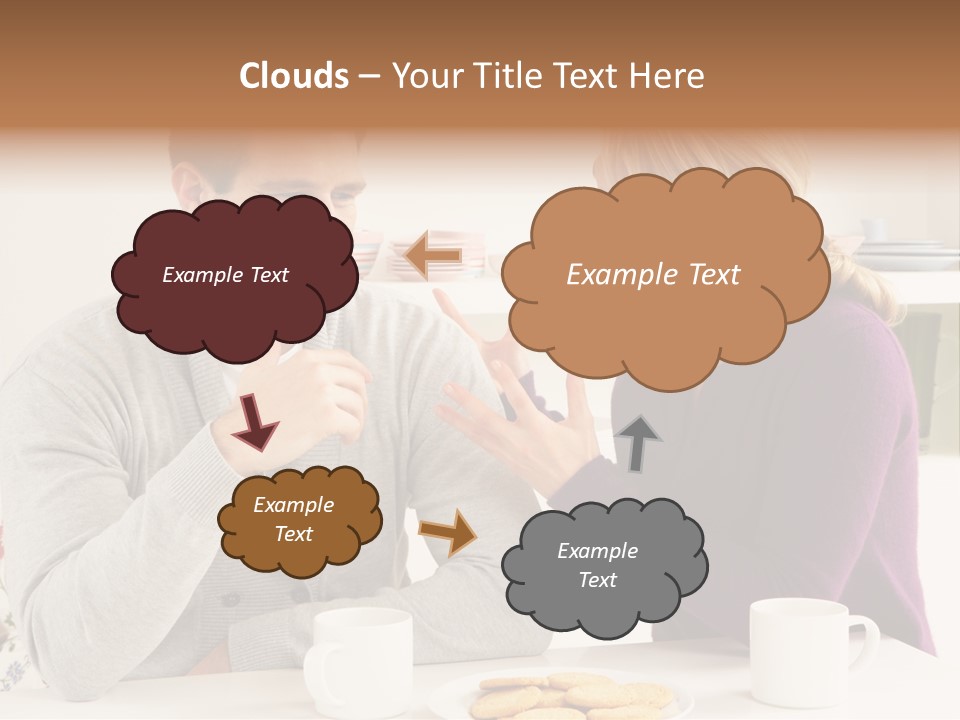 A Man And Woman Sitting At A Table Talking PowerPoint Template