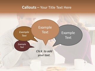 A Man And Woman Sitting At A Table Talking PowerPoint Template