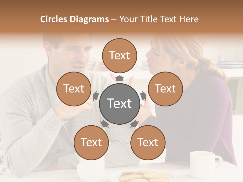 A Man And Woman Sitting At A Table Talking PowerPoint Template