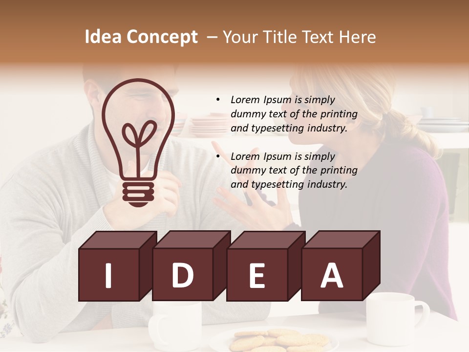 A Man And Woman Sitting At A Table Talking PowerPoint Template