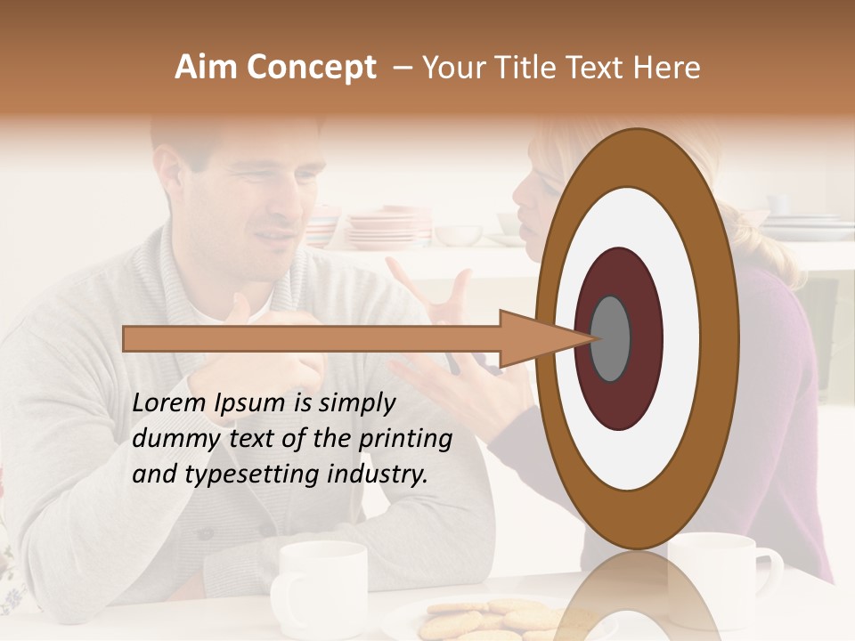 A Man And Woman Sitting At A Table Talking PowerPoint Template
