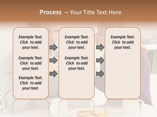 A Man And Woman Sitting At A Table Talking PowerPoint Template