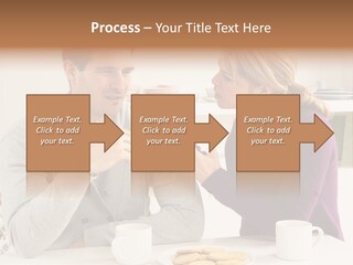 A Man And Woman Sitting At A Table Talking PowerPoint Template