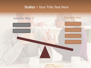 A Man And Woman Sitting At A Table Talking PowerPoint Template