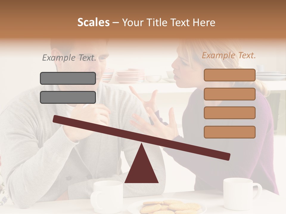 A Man And Woman Sitting At A Table Talking PowerPoint Template