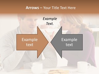 A Man And Woman Sitting At A Table Talking PowerPoint Template