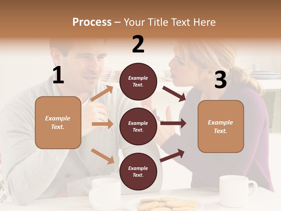 A Man And Woman Sitting At A Table Talking PowerPoint Template