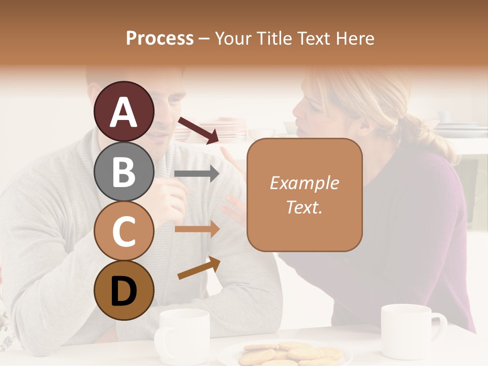 A Man And Woman Sitting At A Table Talking PowerPoint Template