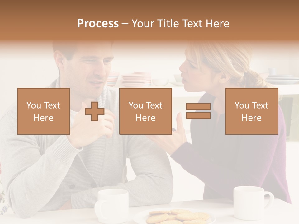 A Man And Woman Sitting At A Table Talking PowerPoint Template