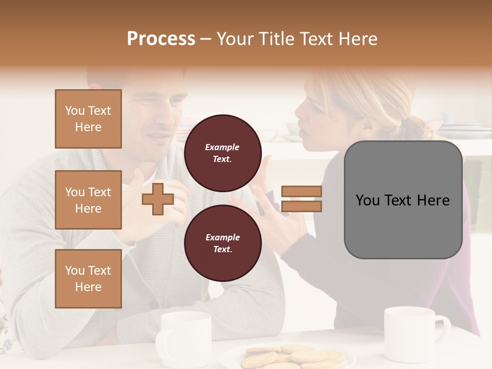 A Man And Woman Sitting At A Table Talking PowerPoint Template