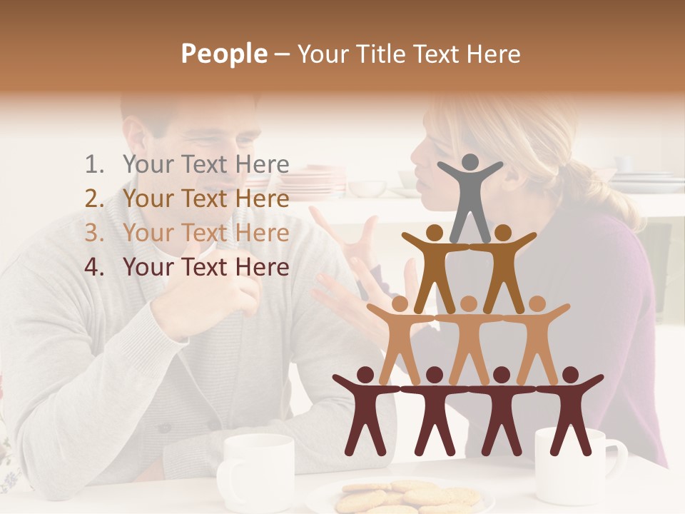 A Man And Woman Sitting At A Table Talking PowerPoint Template