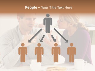 A Man And Woman Sitting At A Table Talking PowerPoint Template