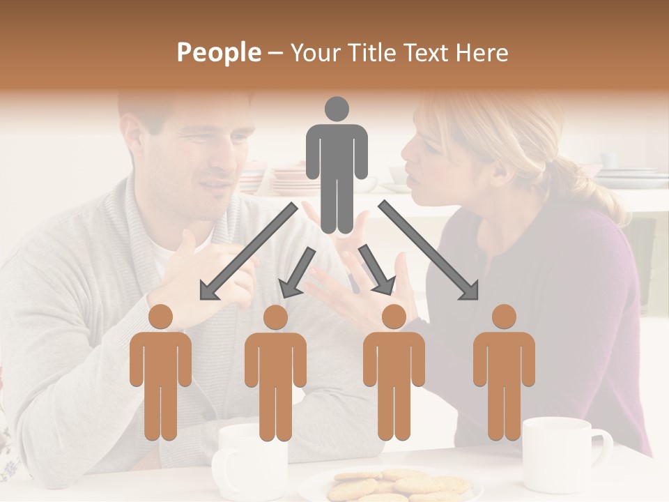 A Man And Woman Sitting At A Table Talking PowerPoint Template