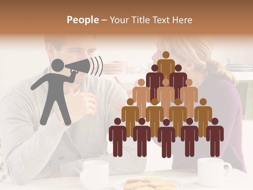 A Man And Woman Sitting At A Table Talking PowerPoint Template