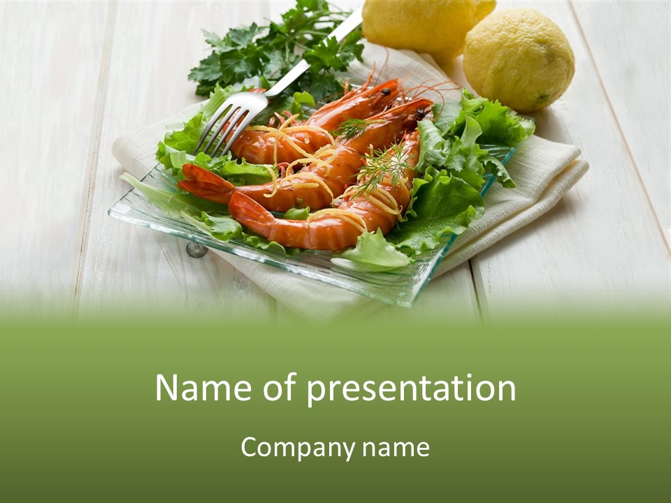 Green Snack Shrimp PowerPoint Template