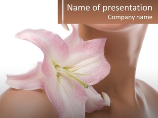 A Woman With A Pink Flower On Her Neck PowerPoint Template