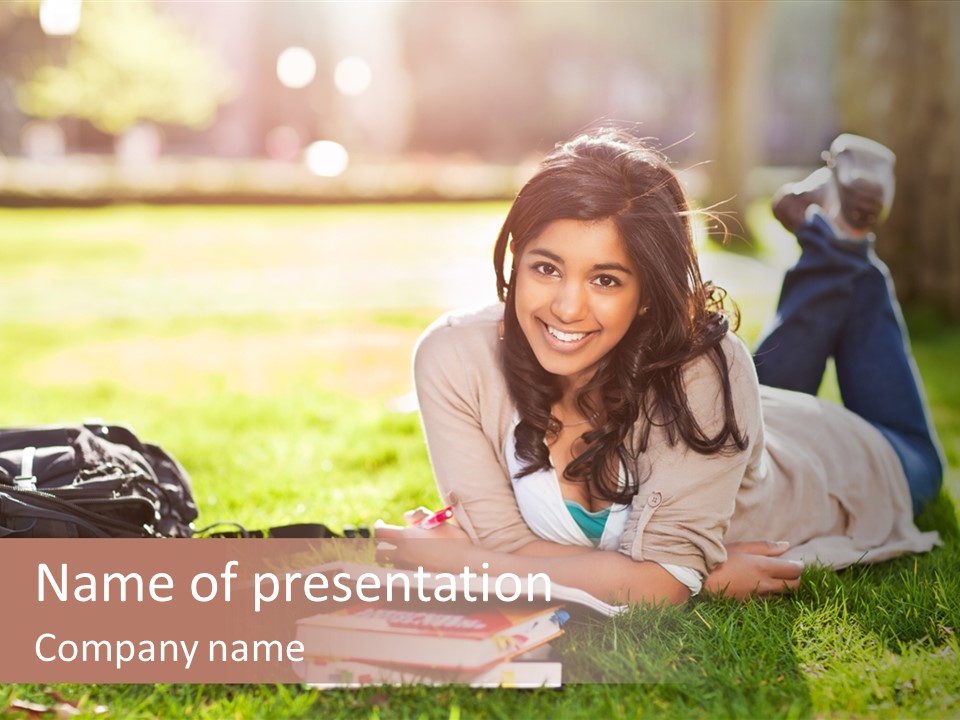 Caucasian Reading Cute PowerPoint Template