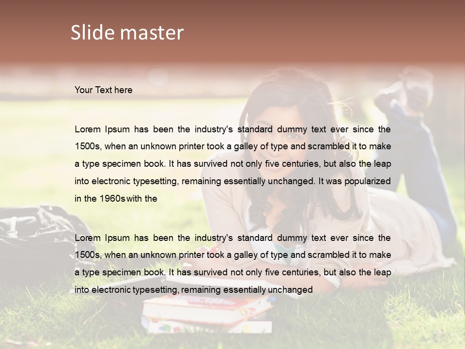 Caucasian Reading Cute PowerPoint Template