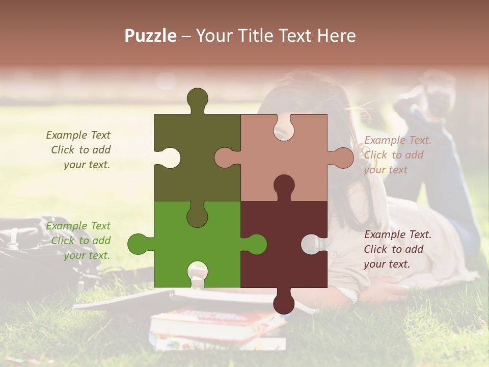 Caucasian Reading Cute PowerPoint Template