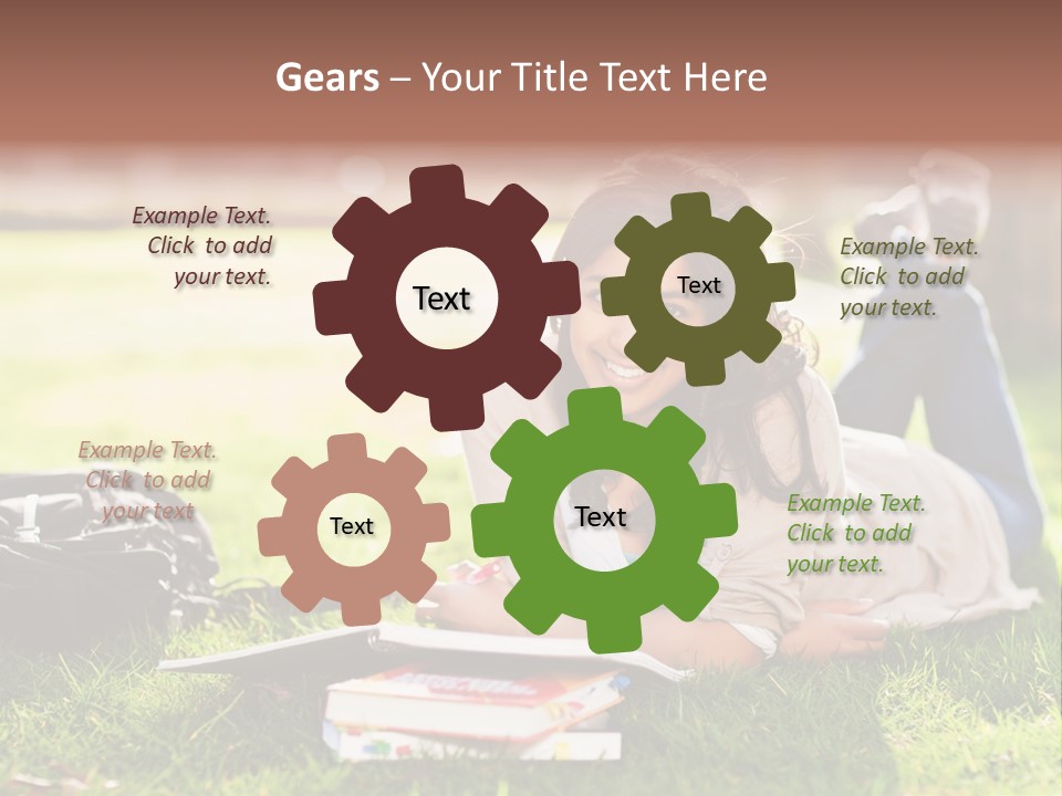 Caucasian Reading Cute PowerPoint Template