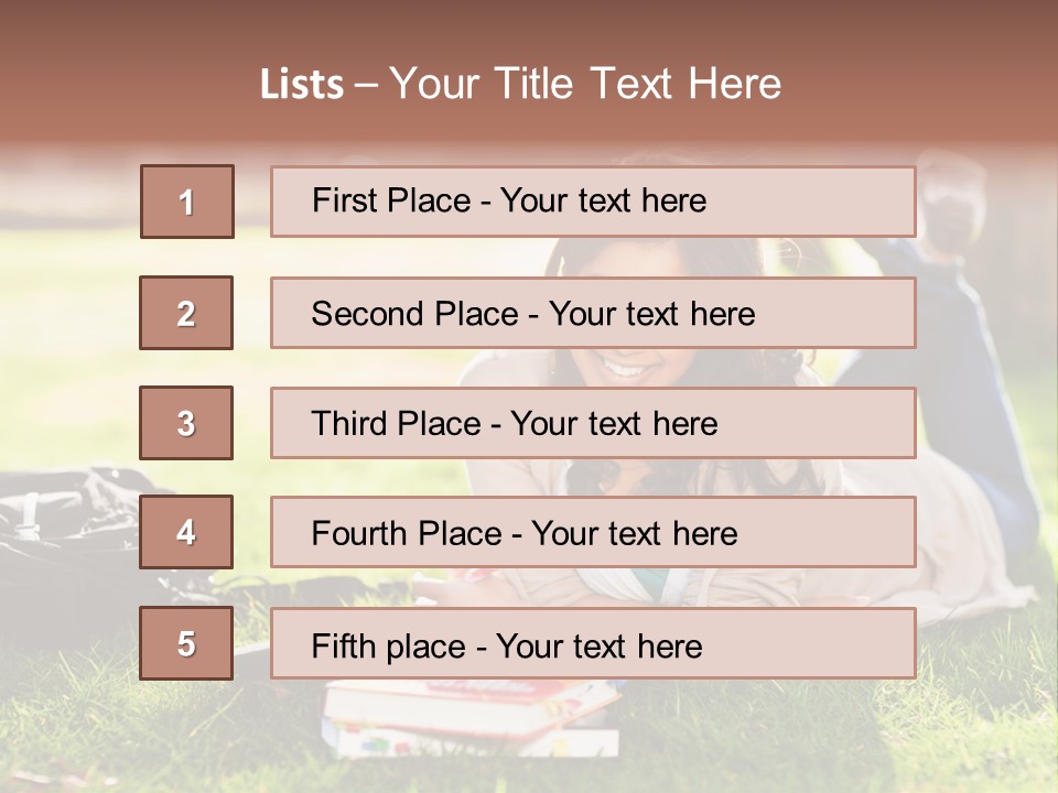 Caucasian Reading Cute PowerPoint Template