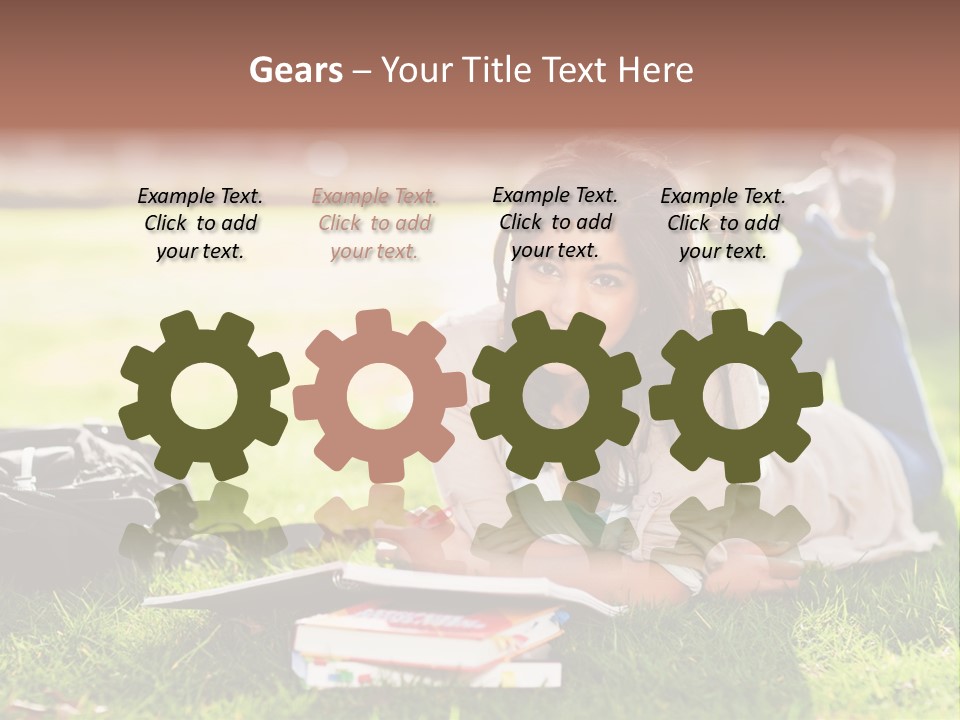 Caucasian Reading Cute PowerPoint Template
