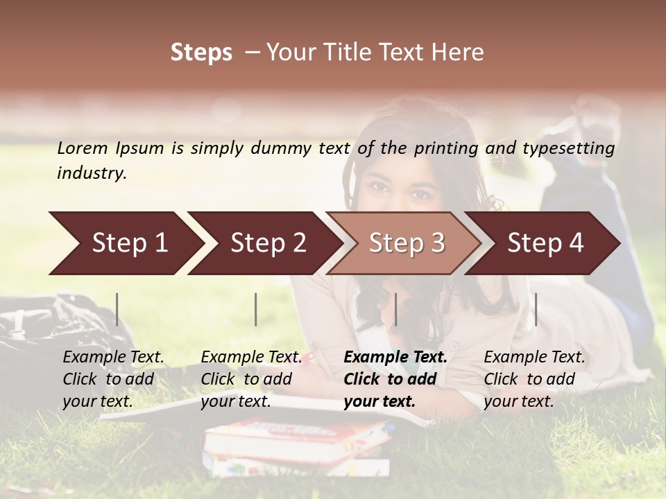 Caucasian Reading Cute PowerPoint Template