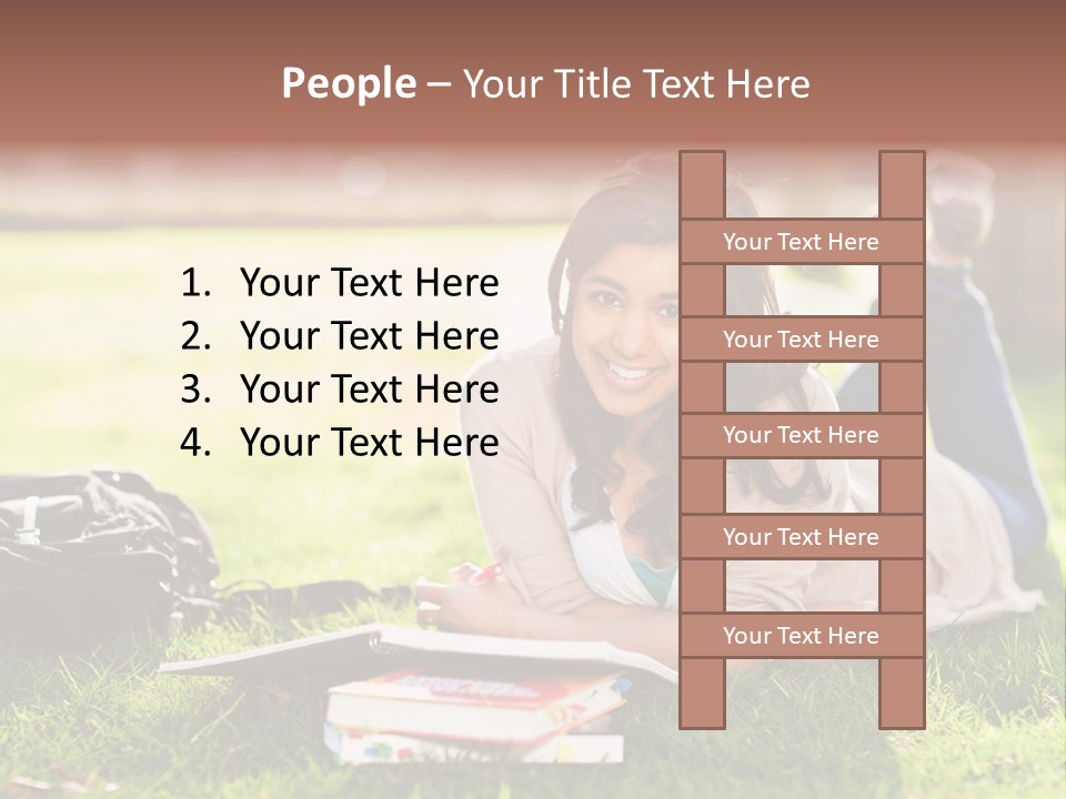 Caucasian Reading Cute PowerPoint Template