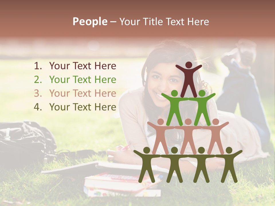 Caucasian Reading Cute PowerPoint Template