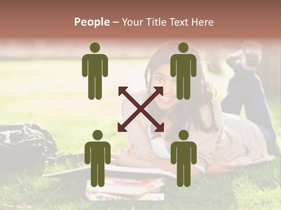 Caucasian Reading Cute PowerPoint Template