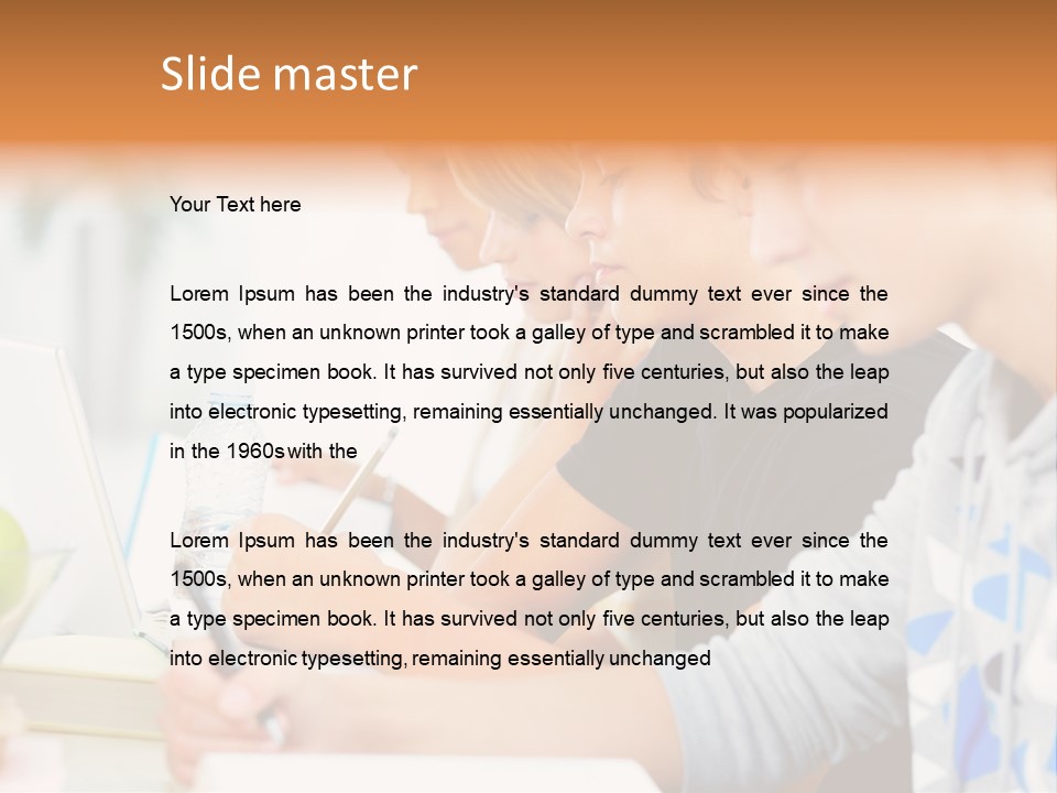 A Group Of People Sitting At A Table With A Laptop PowerPoint Template