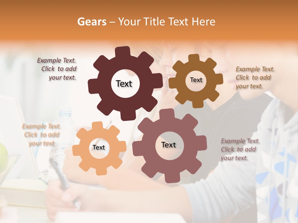 A Group Of People Sitting At A Table With A Laptop PowerPoint Template