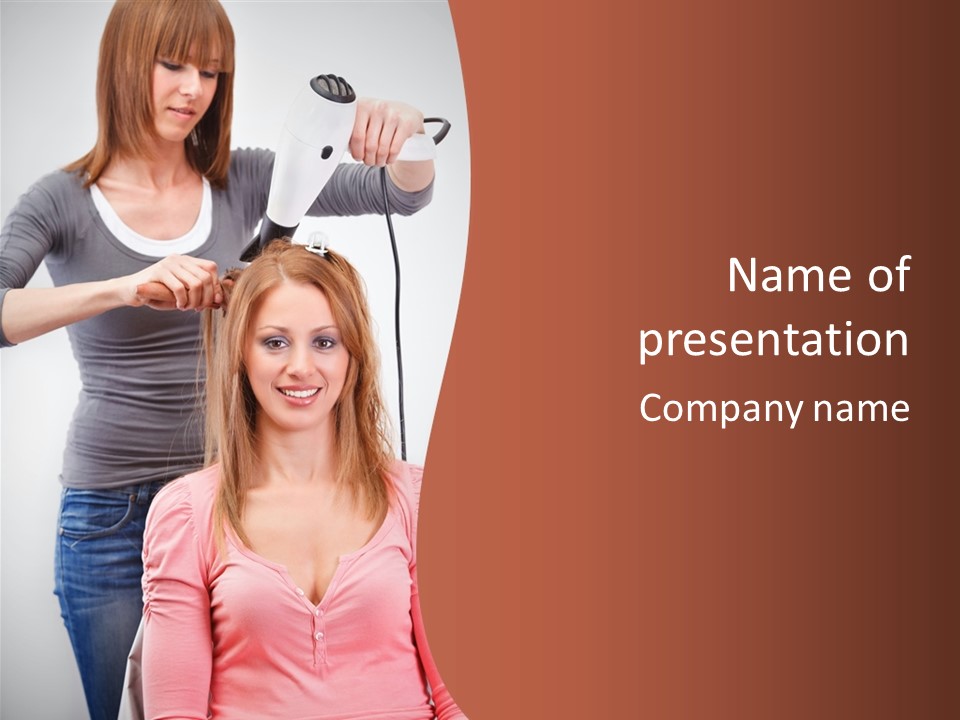Hair Drying Cheerful PowerPoint Template