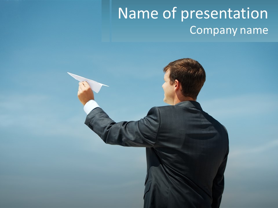 Stretching Businessman Fly PowerPoint Template