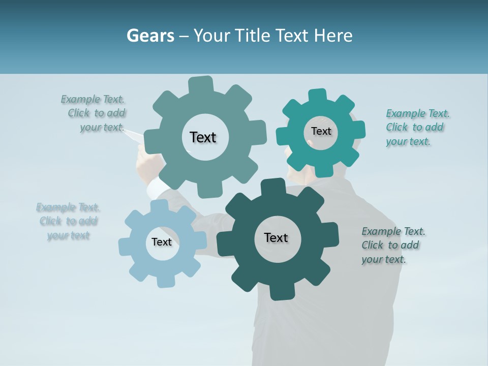 Stretching Businessman Fly PowerPoint Template