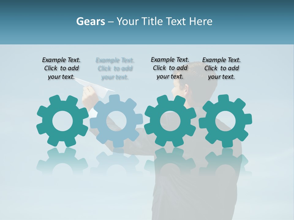 Stretching Businessman Fly PowerPoint Template