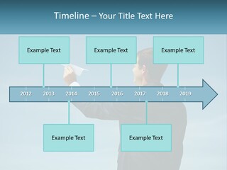 Stretching Businessman Fly PowerPoint Template