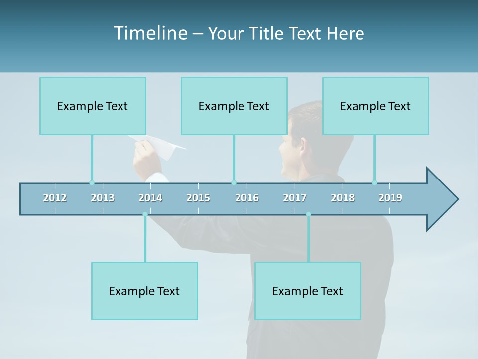 Stretching Businessman Fly PowerPoint Template
