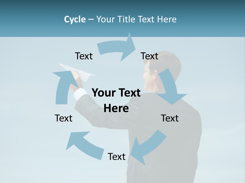 Stretching Businessman Fly PowerPoint Template