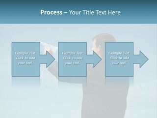 Stretching Businessman Fly PowerPoint Template