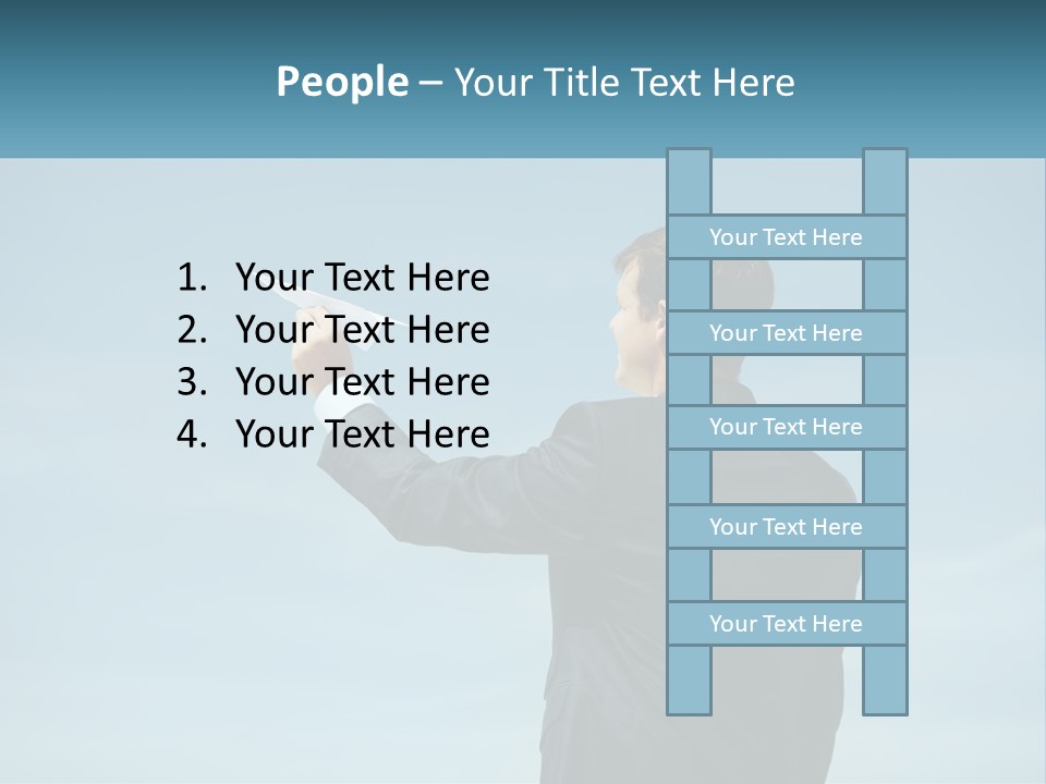 Stretching Businessman Fly PowerPoint Template
