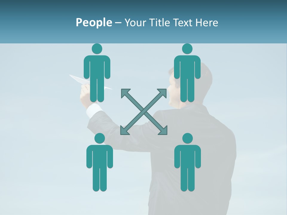 Stretching Businessman Fly PowerPoint Template