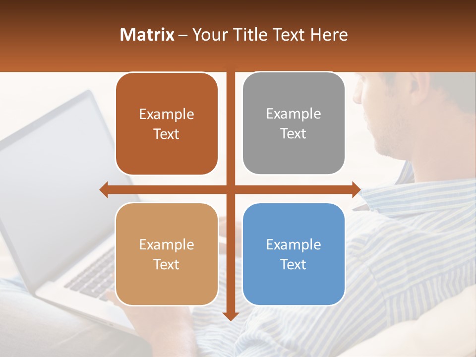 A Man Sitting On A Couch Using A Laptop Computer PowerPoint Template