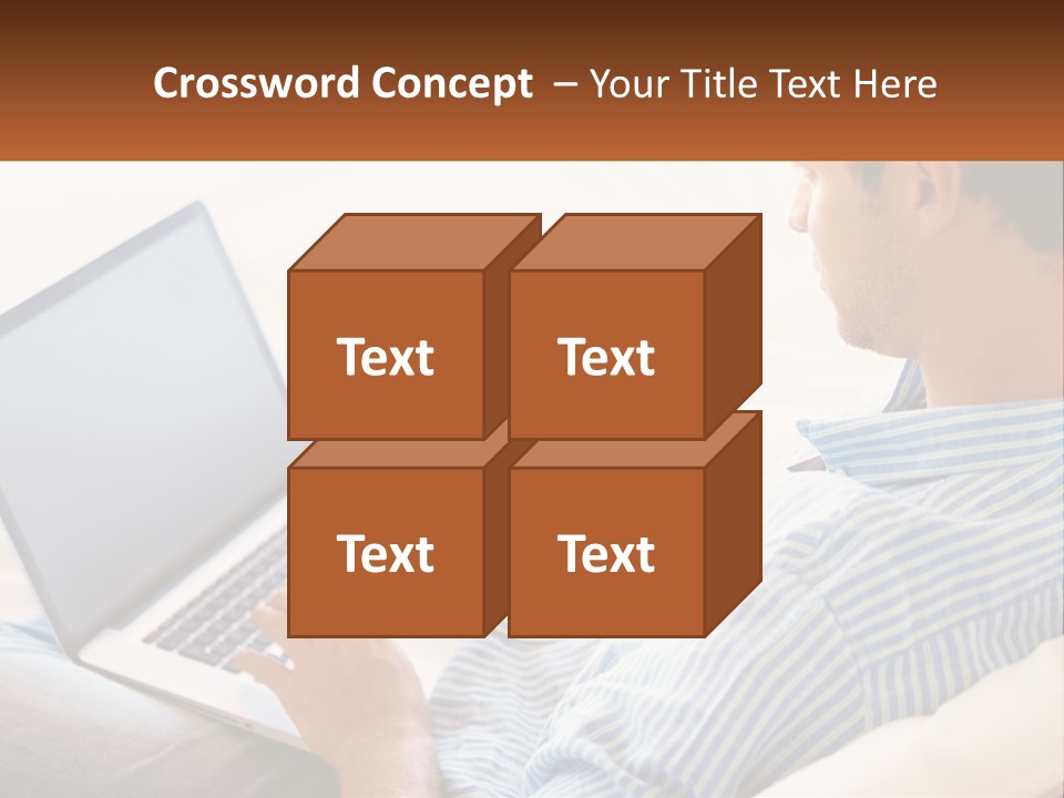 A Man Sitting On A Couch Using A Laptop Computer PowerPoint Template