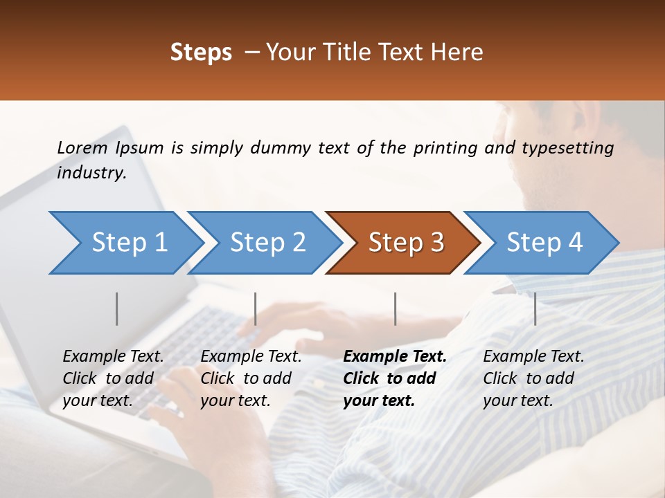 A Man Sitting On A Couch Using A Laptop Computer PowerPoint Template