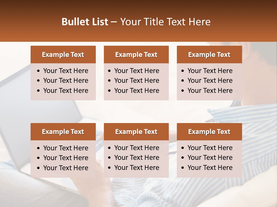 A Man Sitting On A Couch Using A Laptop Computer PowerPoint Template