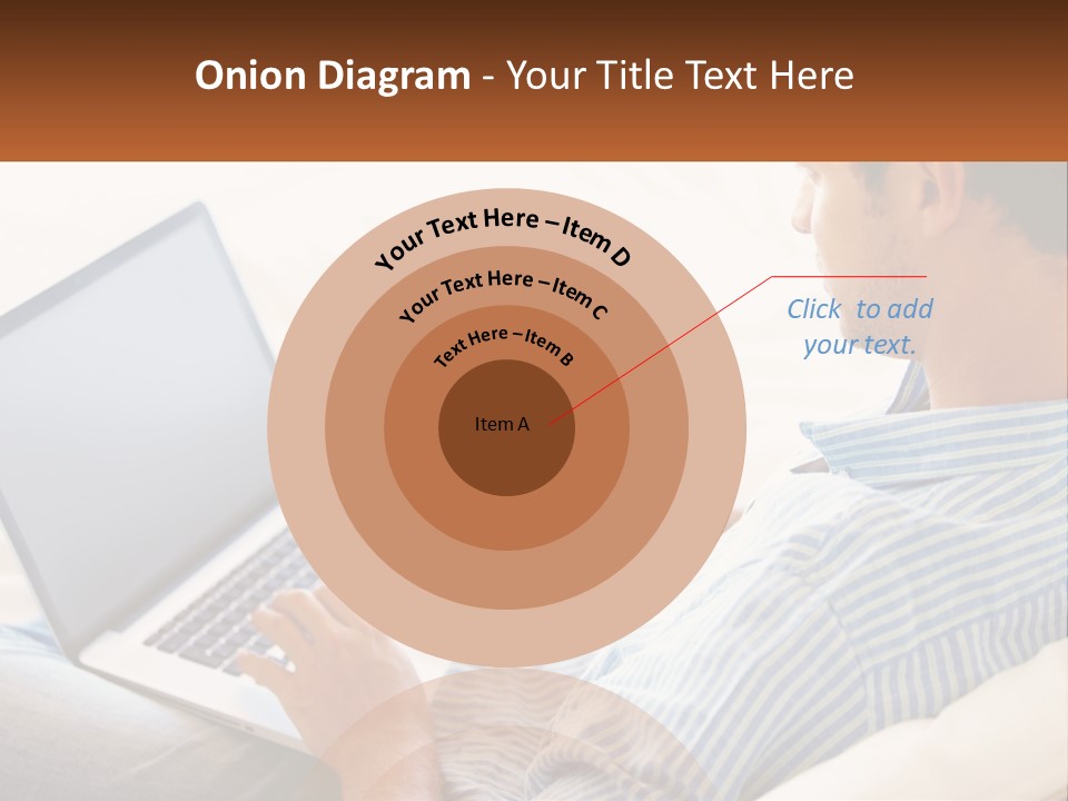 A Man Sitting On A Couch Using A Laptop Computer PowerPoint Template
