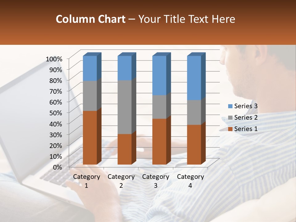 A Man Sitting On A Couch Using A Laptop Computer PowerPoint Template