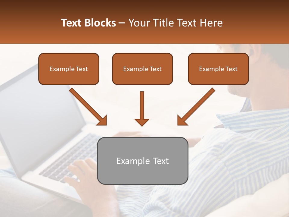 A Man Sitting On A Couch Using A Laptop Computer PowerPoint Template