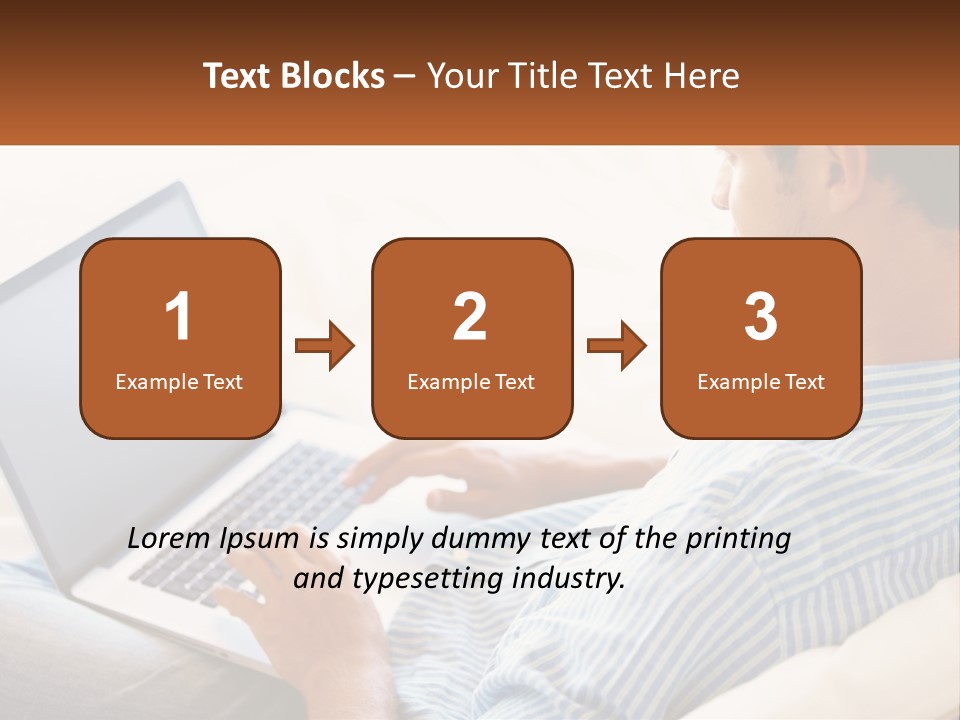 A Man Sitting On A Couch Using A Laptop Computer PowerPoint Template
